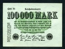 Geldscheine der Inflation 1919-1924 100.000 Mark Ros.90a