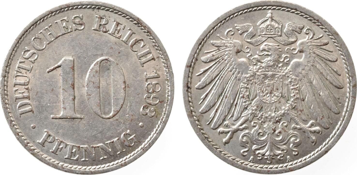 Deutschland 10 Pfennig 1898 A Kaiserreich Grosser Adler Vz MA Shops