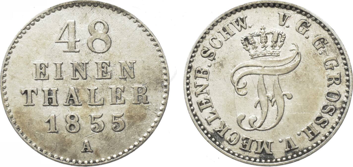 Deutschlend 1 48 Taler 1855 A Mecklenburg Schwerin Ss Vz MA Shops