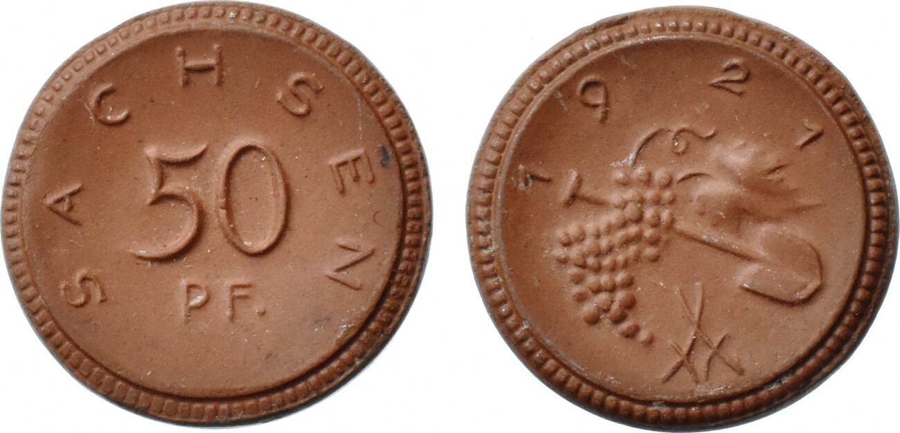 Deutschland Sachsen 50 Pfennig 1921 Porzellan Manufaktur Meissen Vz