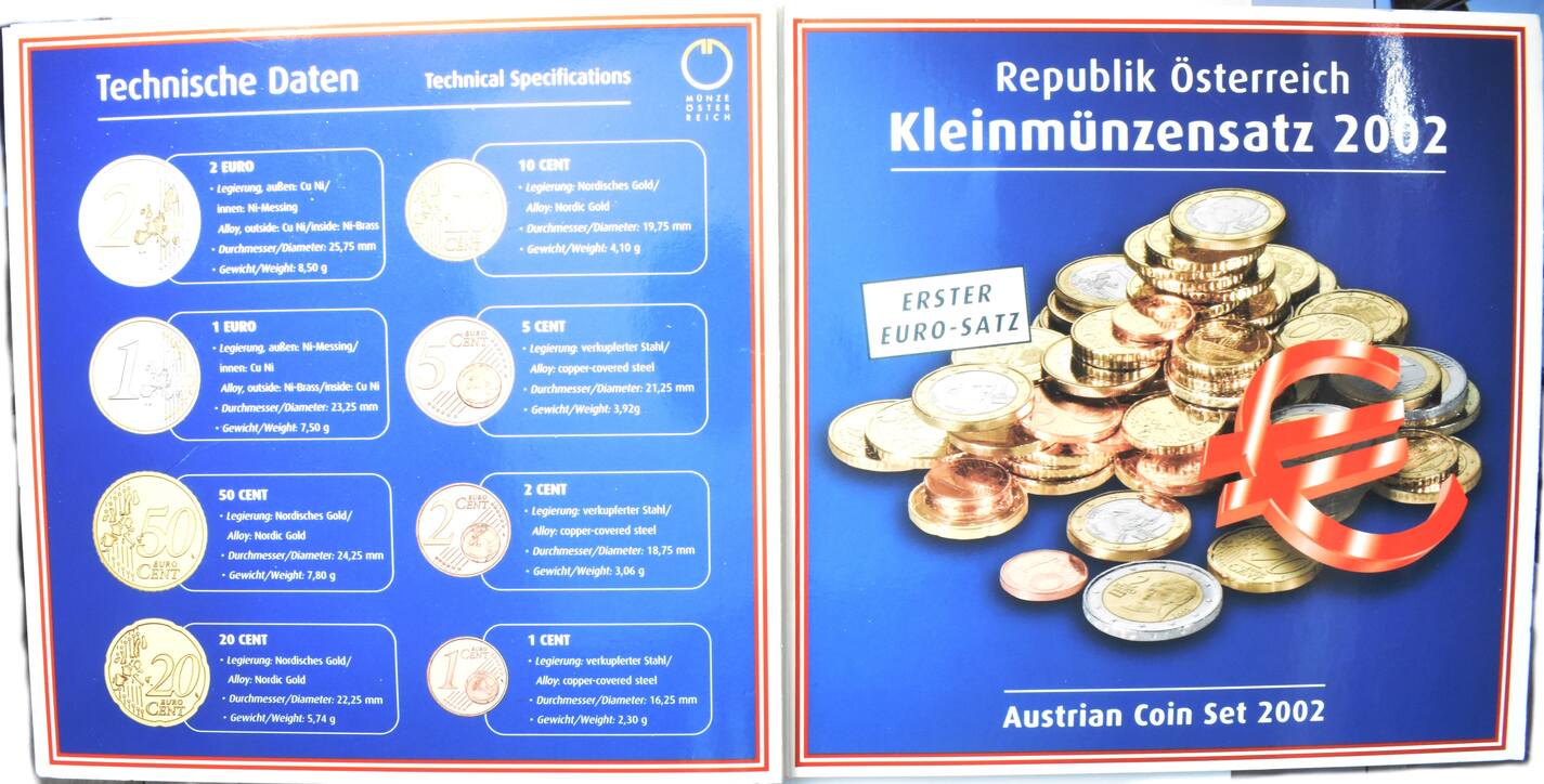 Sterreich Kms Offizieller Kursm Nzensatz Erster Euro Original