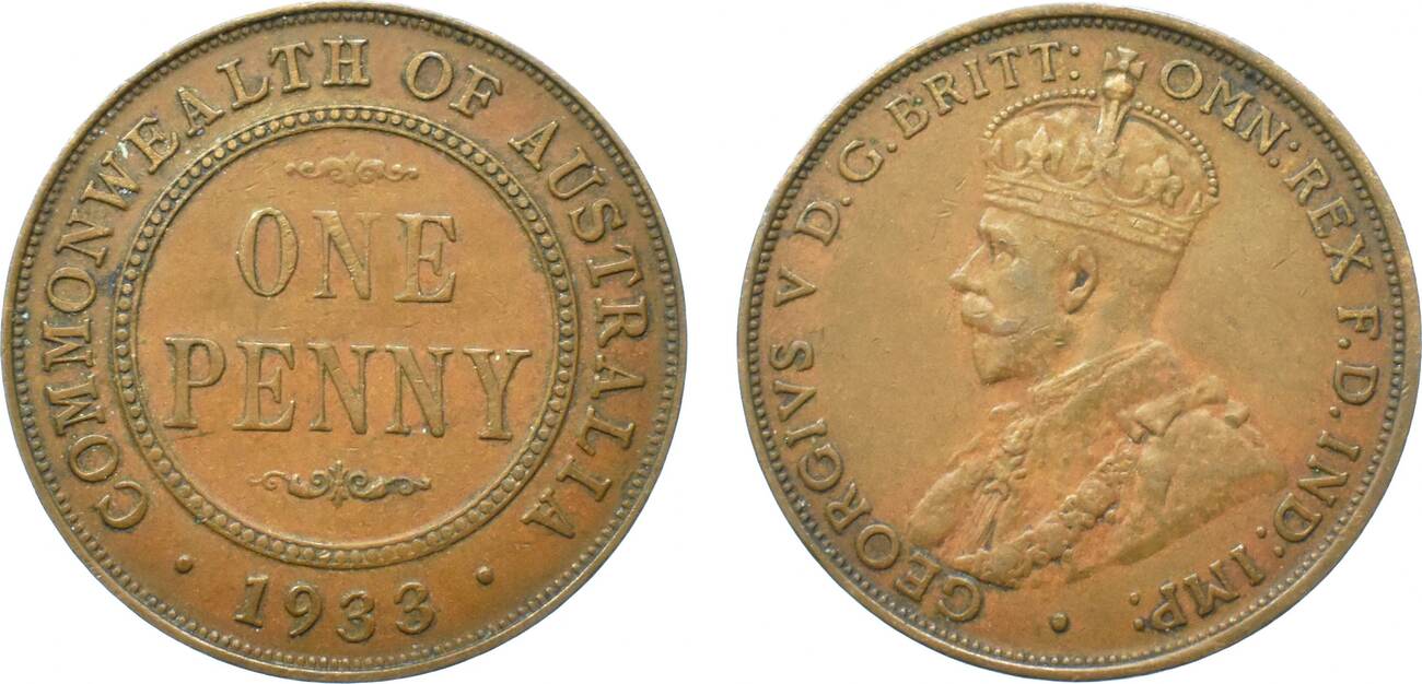 Australien 1 Penny 1933 Ss Vz MA Shops