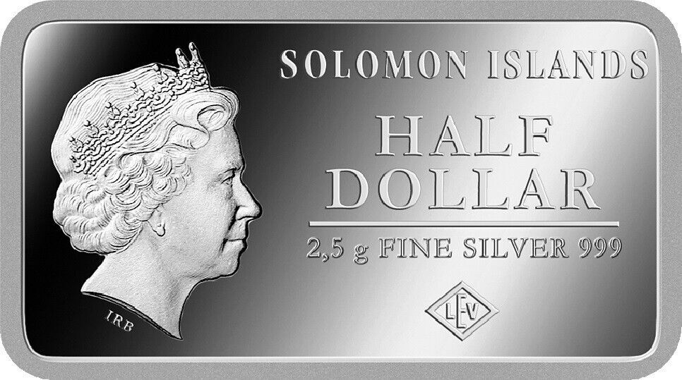 HALF DOLLAR 2014 SOLOMON ISLANDS RECTANGULAR SILVER PROOF 1 2 COIN