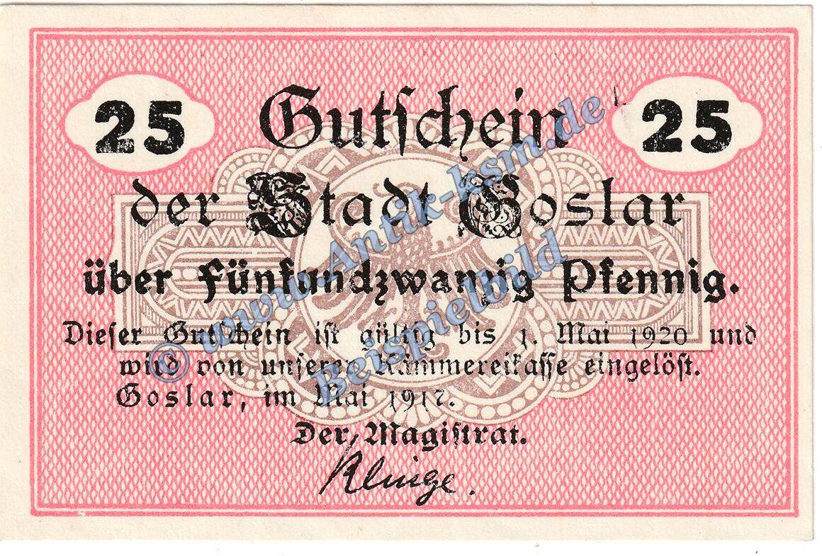 Notgeld De Pf Goslar Notgeld Pfennig Schein In Kfr Tieste