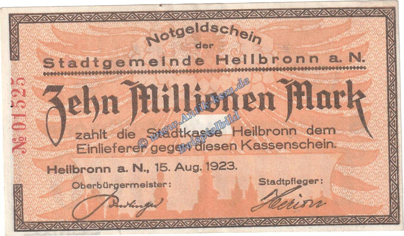 Gro Notgeld Inflation De Mio Mk Heilbronn Banknote Millionen