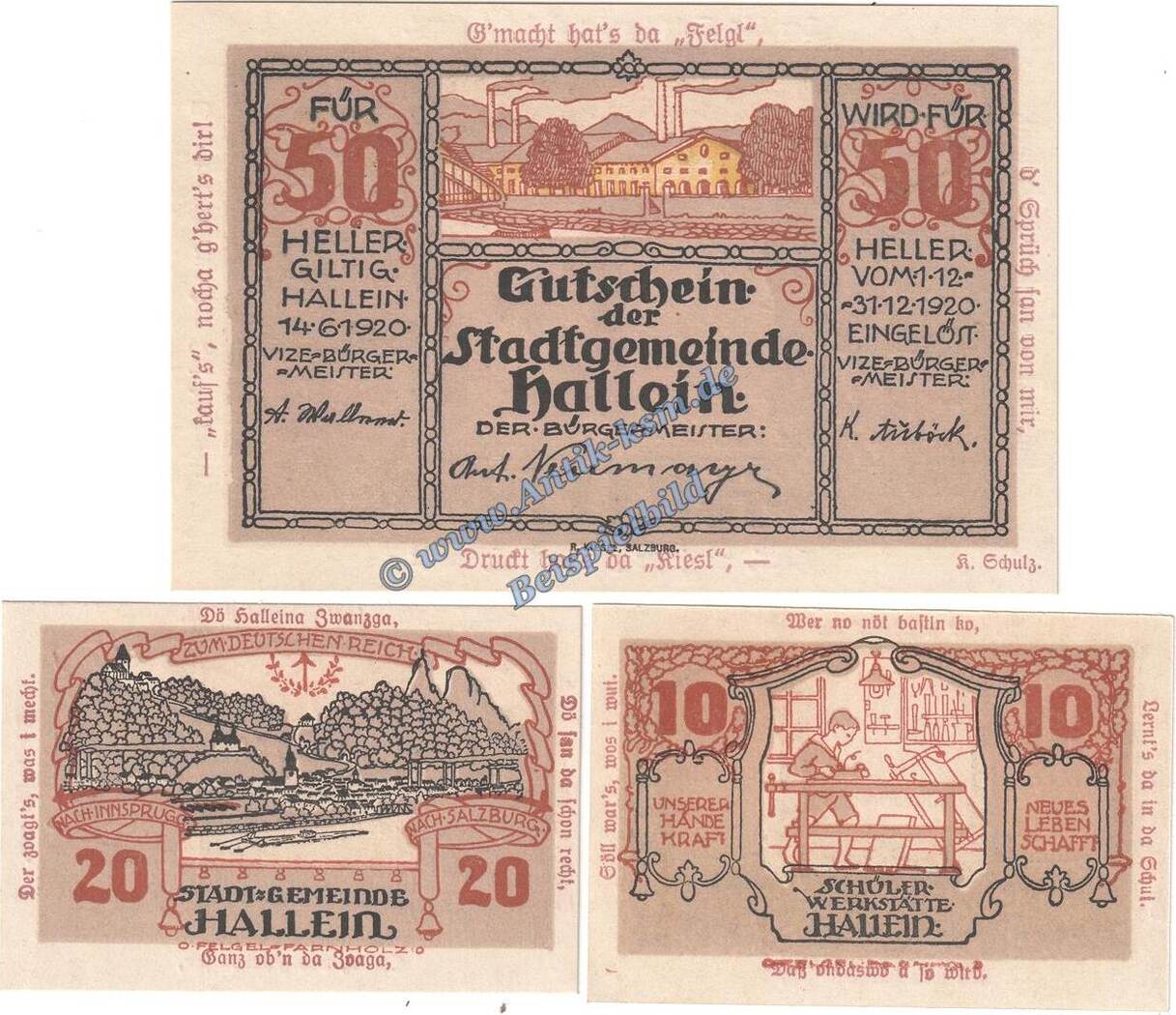 Notgeld AT 3 Scheine Kpl Hallein Notgeld Set Mit 3 Scheinen In Kfr K