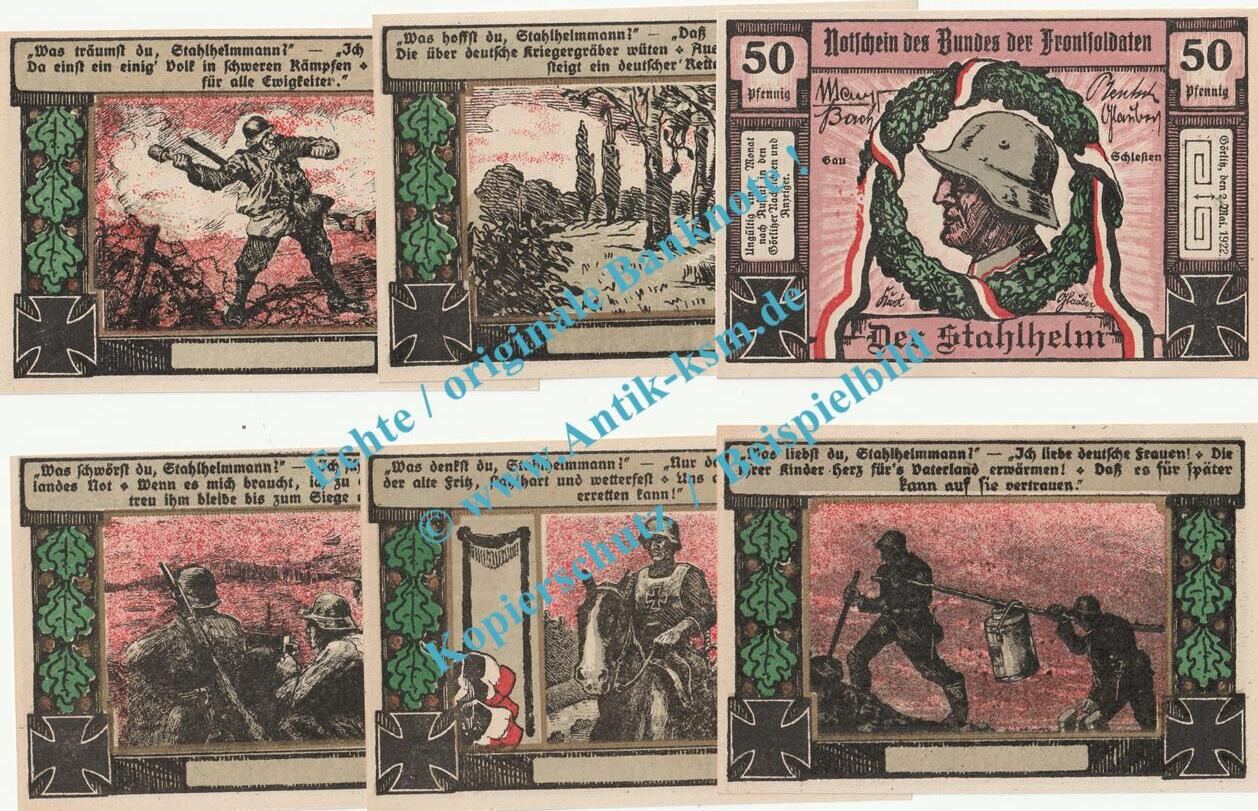 Notgeld DE 6 Scheine kpl Görlitz Notgeld Stahlhelm Set mit 6 Scheinen