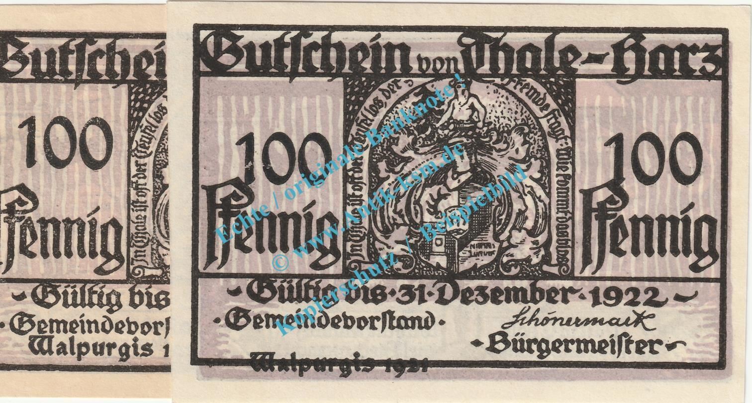 Notgeld De Pf Fehldruck Thale Notgeld Pfennig