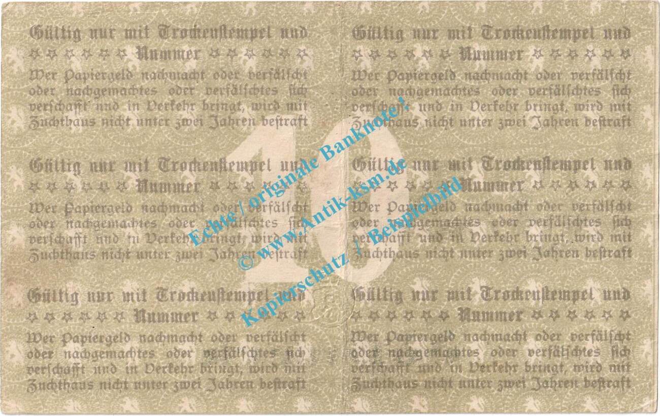 Großnotgeld 1918 10 Mk Pößneck 10 Mark Notgeld Schein in gbr Geiger