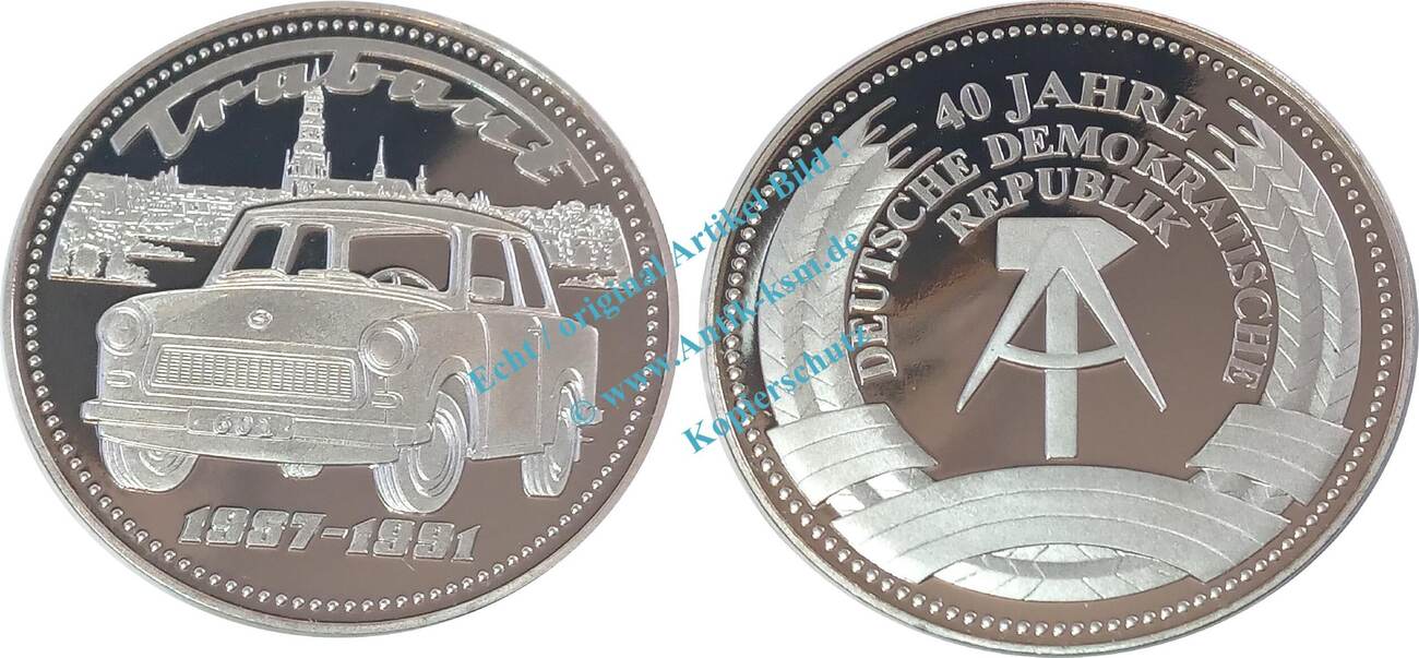 1991 Medaille 40 Jahre DDR Der Trabant 1957 1991 Stgl Pp Stgl