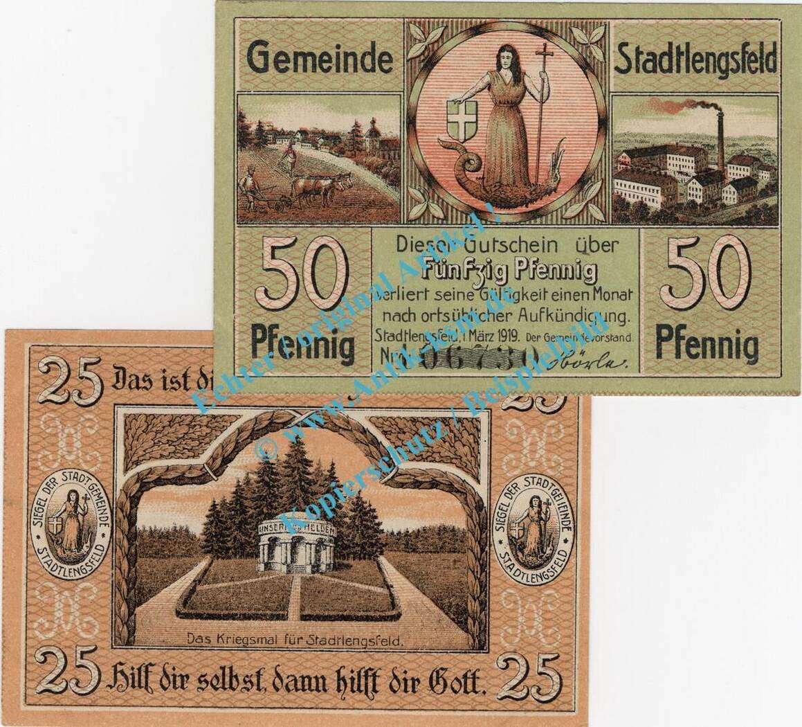 Notgeld De Scheine Kpl Stadtlengsfeld Notgeld Set Mit