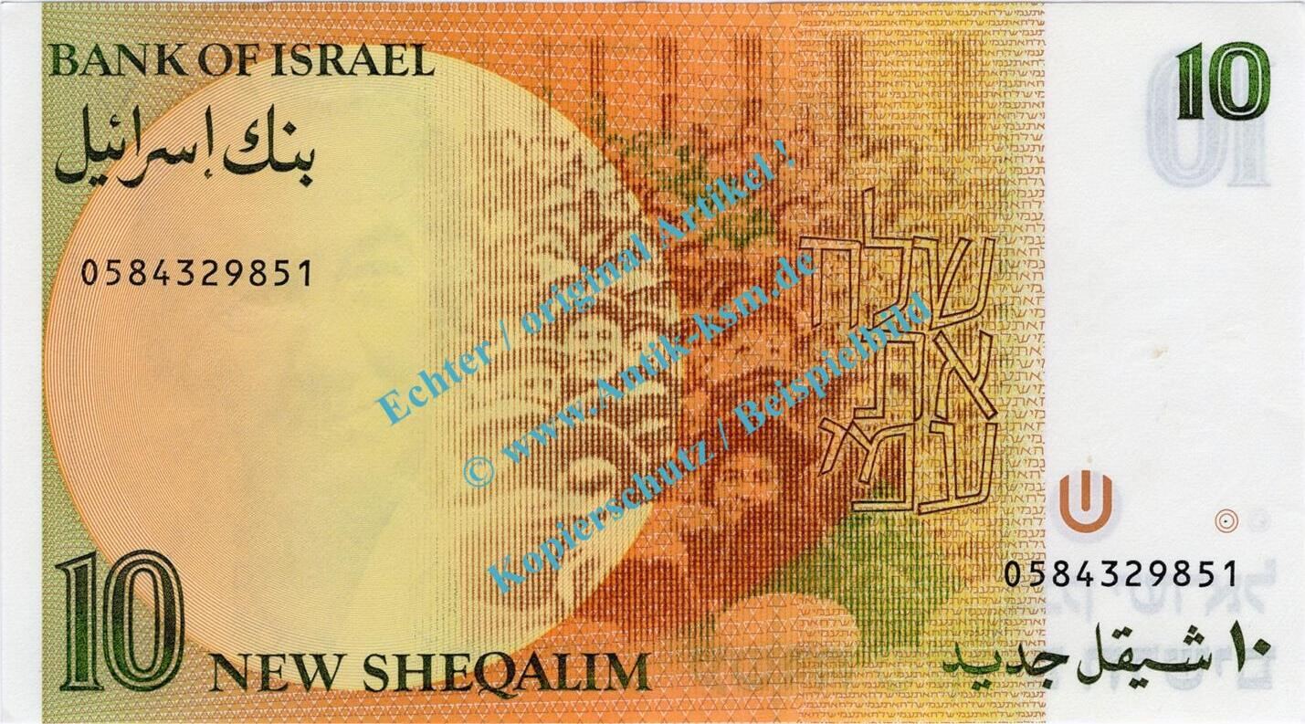 10 Schekel Banknote Israel 10 New Sheqalim Schein Sign 7 Von 1987 In