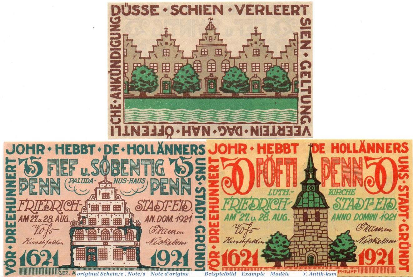 Scheine Kpl X Notgeld Der Stadt Friedrichstadt Set Mit