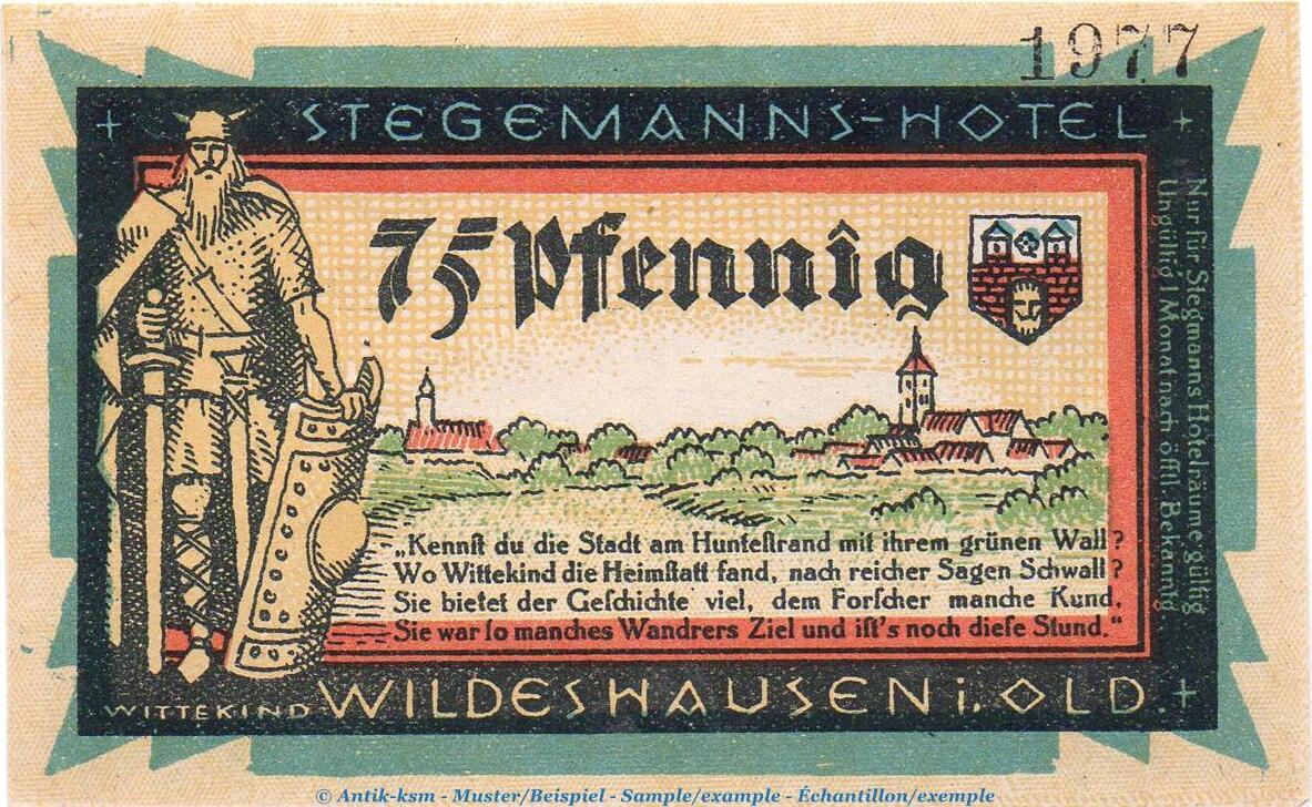 Seriennotgeld Deutschland Notgeld Wildeshausen 75 Pfennig O D 1921