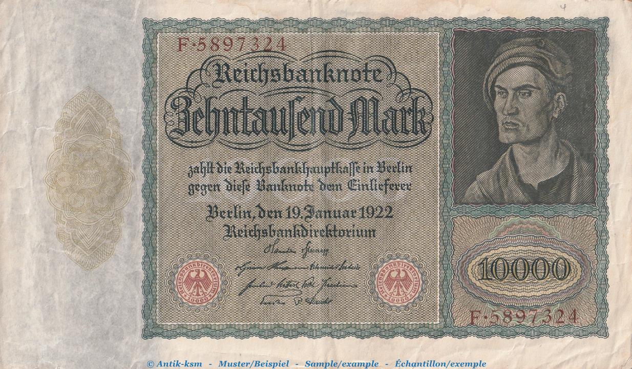 Weimarer Republik Inflation Reichsbanknote 10 000 Mark Schein In Gbr