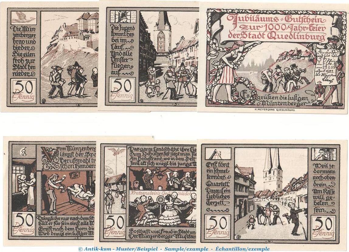 Notgeld De Scheine Kpl Notgeld Stadt Quedlinburg