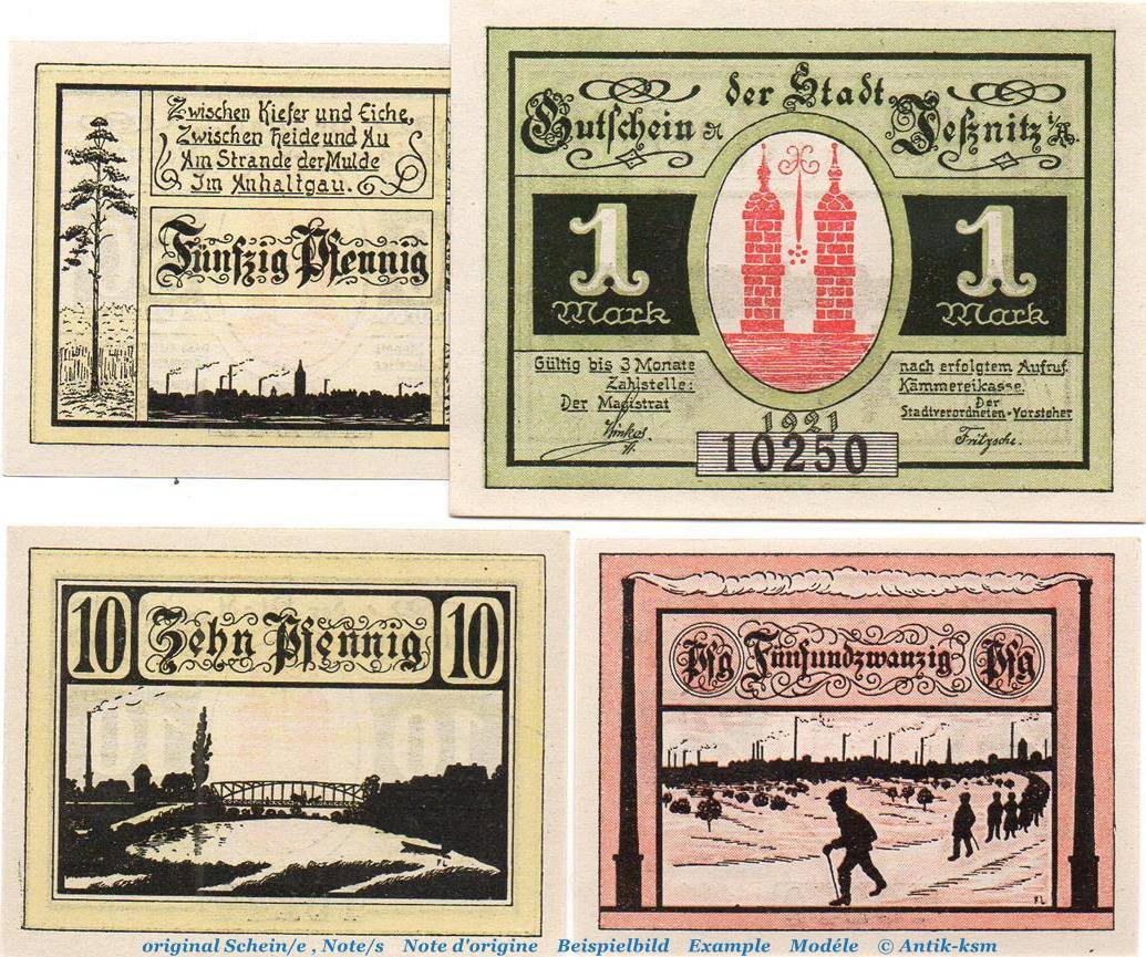 Scheine Kpl X Notgeld Der Stadt Jessnitz Set Mit Scheinen