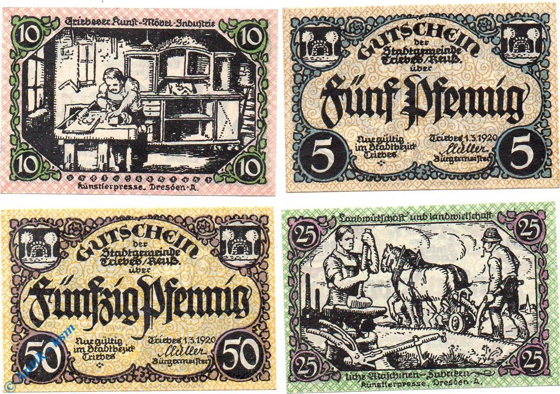 Notgeld DE 4 Scheine Kpl Notgeld Triebes Set Mit 4 Scheinen Tieste