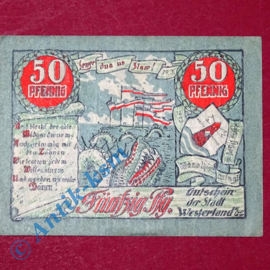 Notgeld Westerland Sylt Schein Ber Pfennig Mehl Grabowski