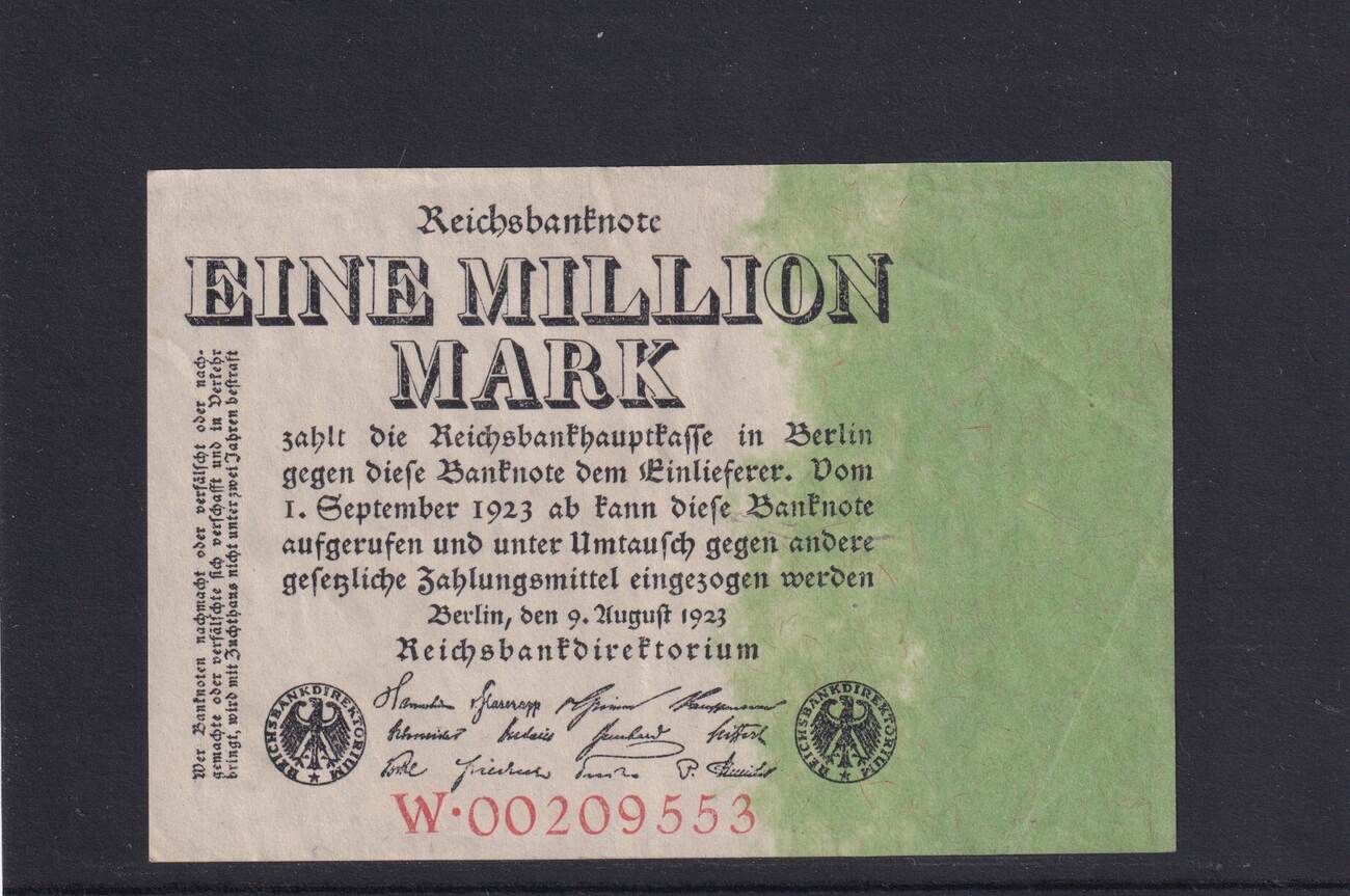 Weimarer Republik Reichsbank 1 Million Mark 1923 Ro 100 Reichsdruck