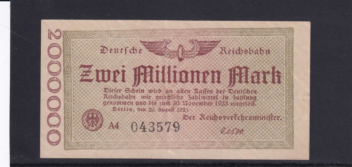 Weimarer Republik Reichsbahn Berlin Millionen Mark Rvm Wz