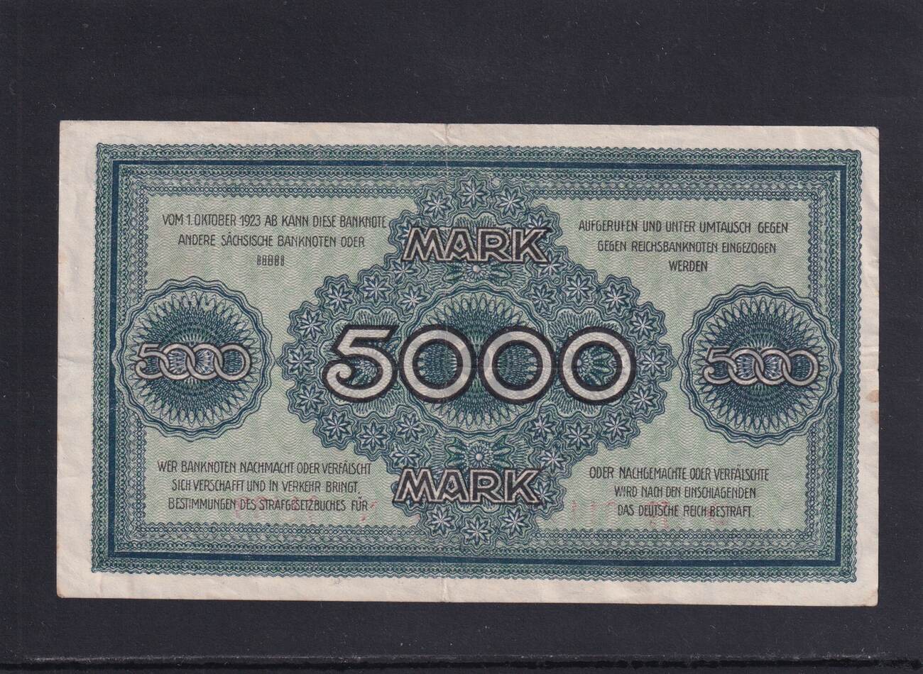 Deutsches Reich Sachsen Länderbank 5000 Mark 1923 Sächsische Bank