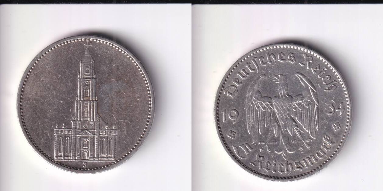 Deutsches Reich Drittes Reich 5 Reichsmark 1934 J Garnisonkirche