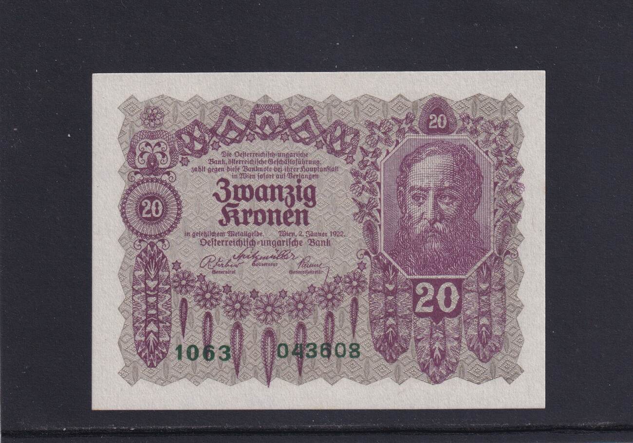 Österreich 20 Kronen 1922 Kassenfrisch I MA Shops