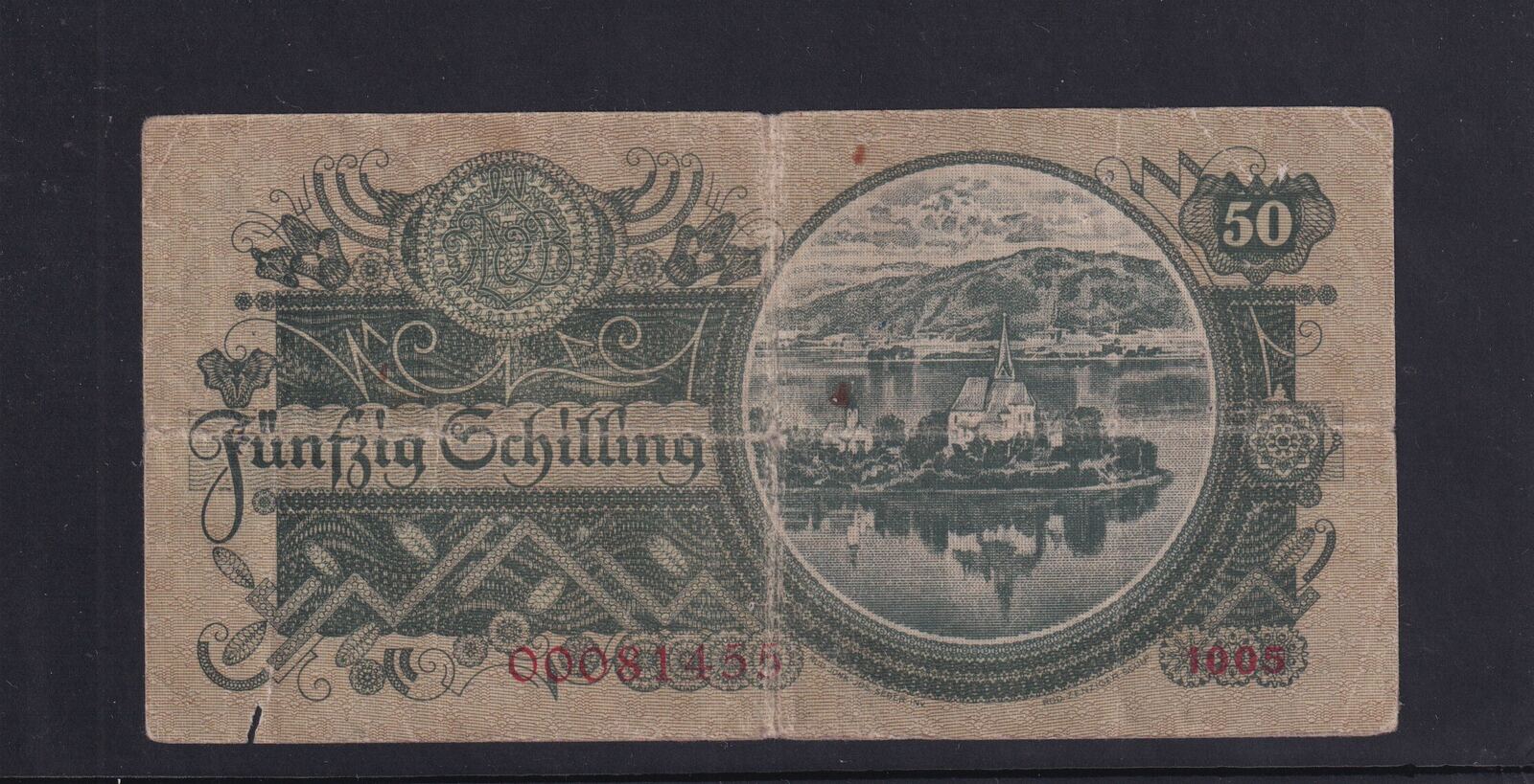 Österreich 50 Schilling 1945 stark gebraucht IV Nadellöcher rechts