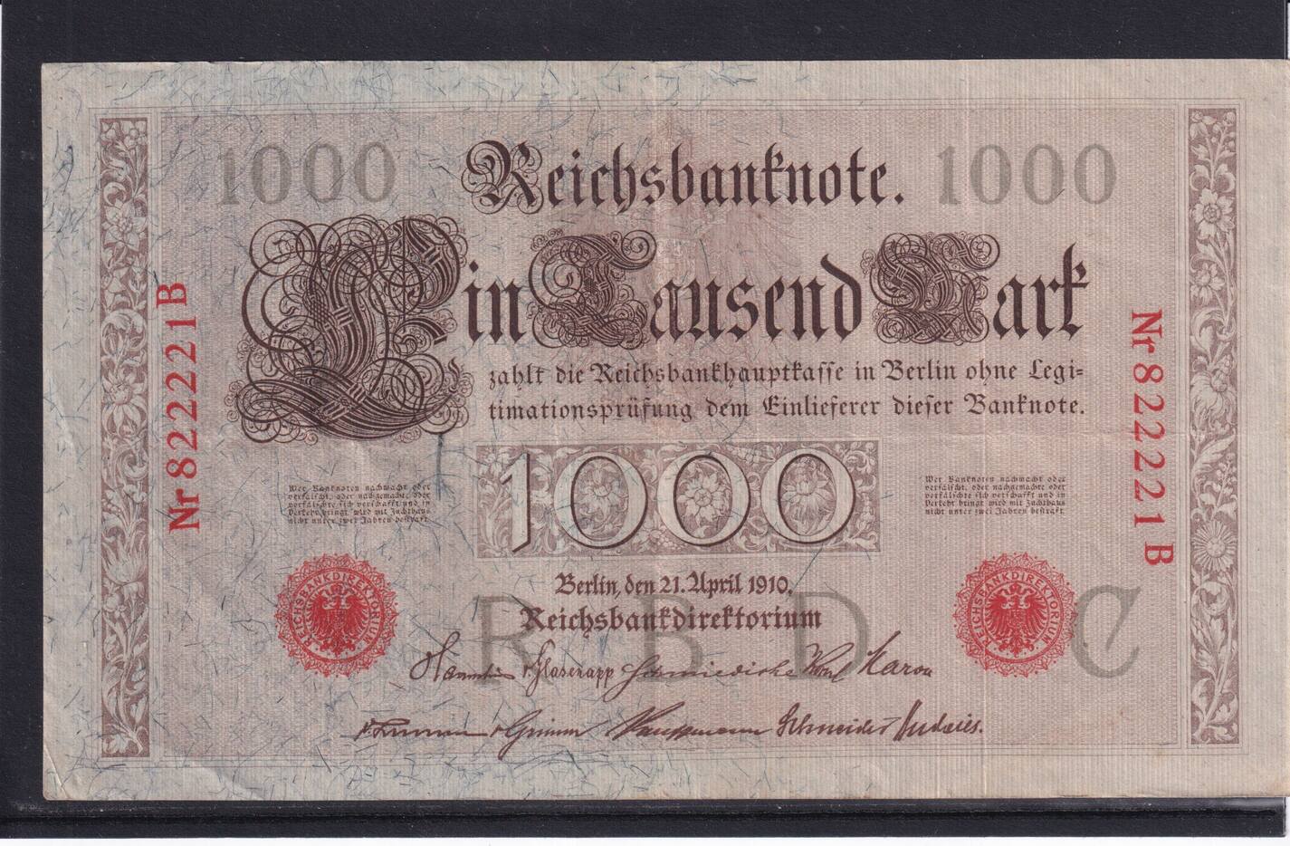 Deutsches Reich Kaiserreich Reichsbank 1000 Mark 1910 Ro 45a DEU