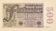 Deutsches Reich, Weimarer Republik 500 Mio.Mark Ro.109e Wz.Hakensterne Firmendruck KN 8 stellig FZ.CD,