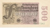 Deutsches Reich, Weimarer Republik 500 Mio.Mark Ro.109e Wz.Hakensterne Firmendruck KN 8 stellig FZ.CD,