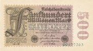 Deutsches Reich, Weimarer Republik 500 Mio.Mark Ro.109e Wz.Hakensterne Firmendruck KN 8 stellig FZ.CD,