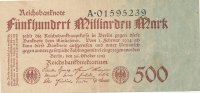 Deutsches Reich, Weimarer Republik 500 Mrd.Mark Ro.124b Reichsdruck KN 8stellig