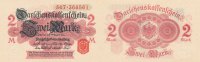 Deutsches Reich, Kaiserreich, 2 Mark Ro.52b ohne Unterdruck, Siegel rot,