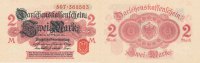 Deutsches Reich, Kaiserreich, 2 Mark Ro.52b ohne Unterdruck, Siegel rot,