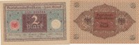 Deutsches Reich, Weimarer Republik 2 Mark Ro.65a Druck braun, Siegel rot,