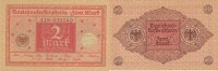 Deutsches Reich, Weimarer Republik 2 Mark Ro.65b Druck rot, Siegel braun,
