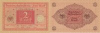 Deutsches Reich, Weimarer Republik 2 Mark Ro.65b Druck rot, Siegel braun,