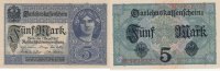 Deutsches Reich, Kaiserreich, 5 Mark Ro.54a KN 7 stellig, Udr.grauviolett,