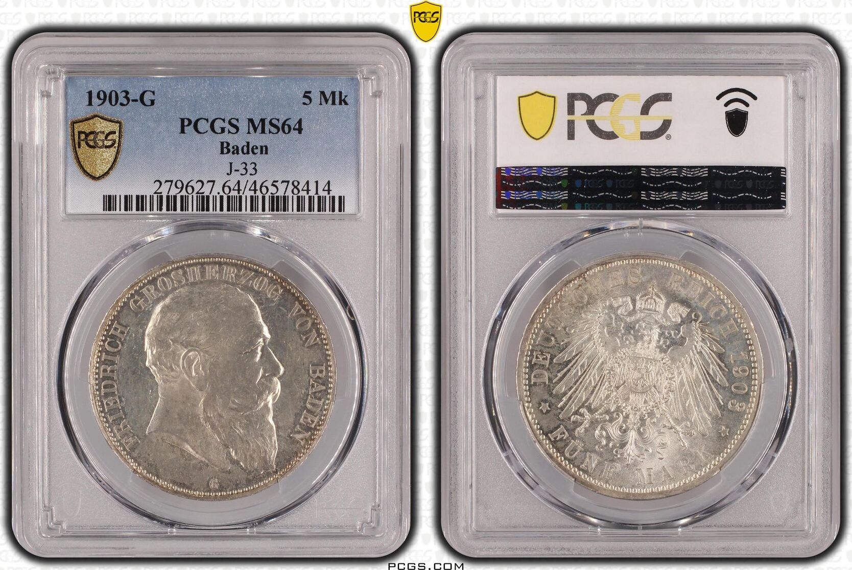 Baden 5 Mark 1903 G Friedrich I 1856 1907 PCGS MS64 Stempelglanz