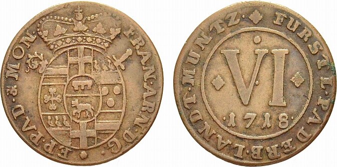 Paderborn Bistum Cu Pfennig Franz Arnold Von Metternich