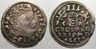Polen-Litauen 3 Gröscher. Stefan Bathory 1576-1586.