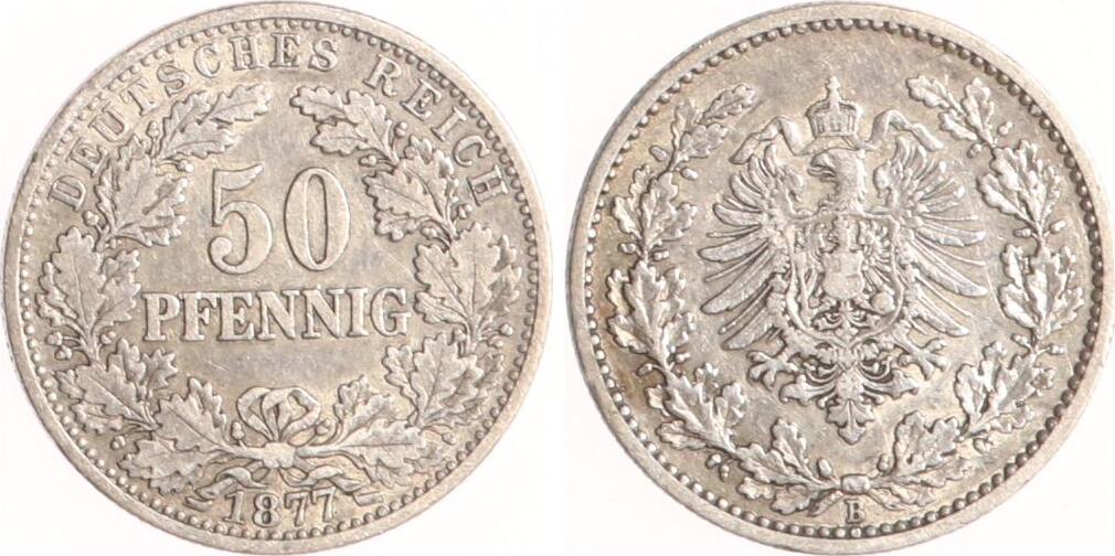 Kaiserreich 50 Pfennig 1877 B Sehr schön MA Shops