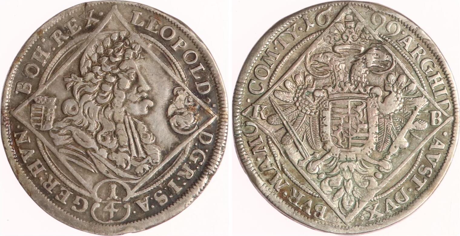 Römisch Deutsches Reich 1 4 Taler 1699 KB Leopold I 1657 1705 Sehr