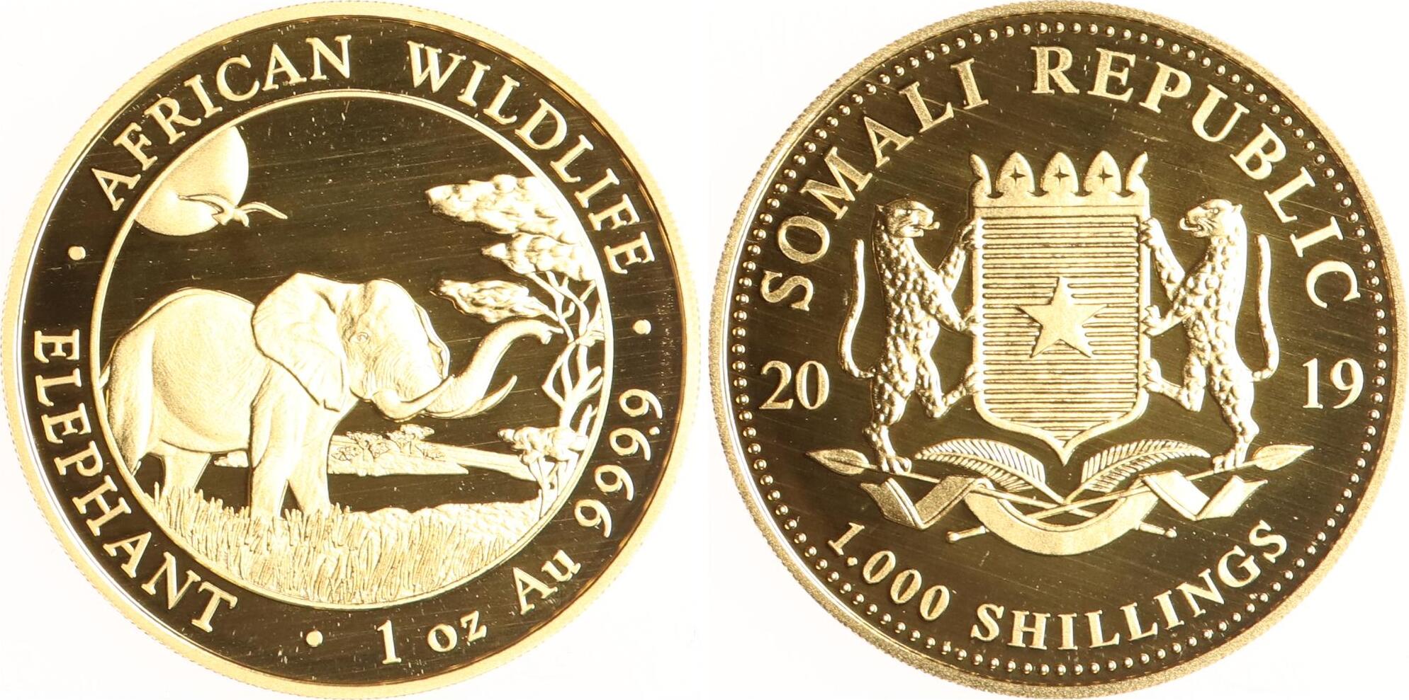 Somalia Shillings African Wildlife Elephant Stempelglanz