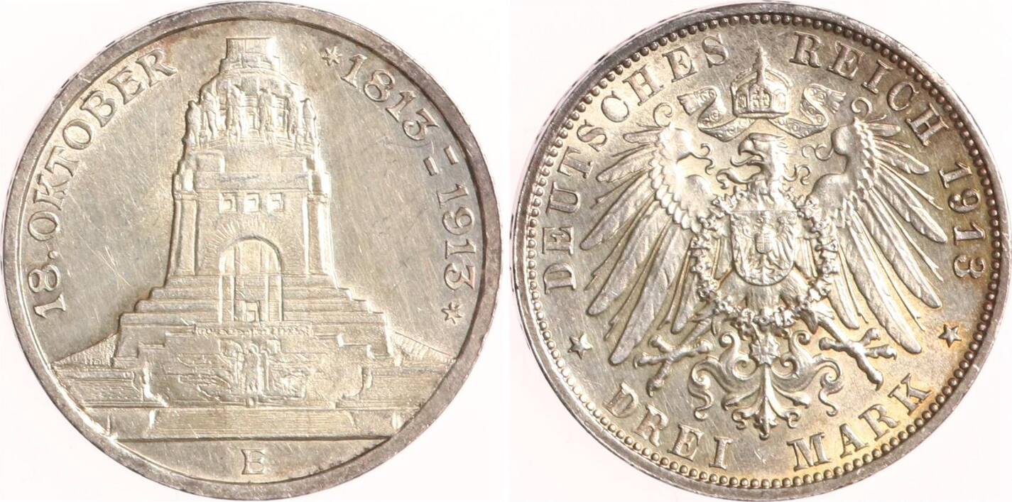 Sachsen 3 Mark 1913 E Friedrich August III 1904 1918 Vorzüglich MA