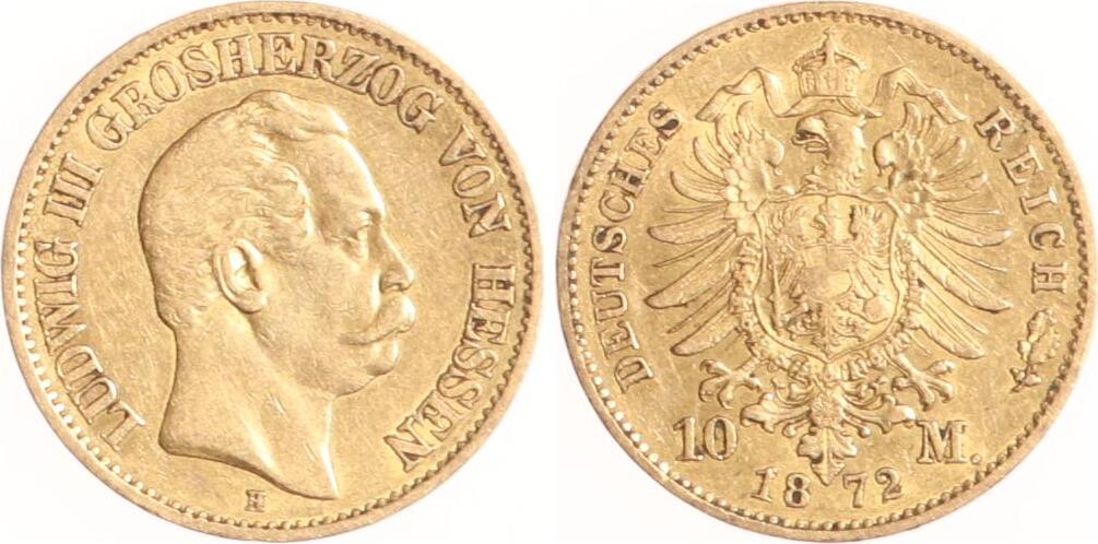 Hessen 10 Mark 1872 H Ludwig III 1848 1877 Sehr schön MA Shops