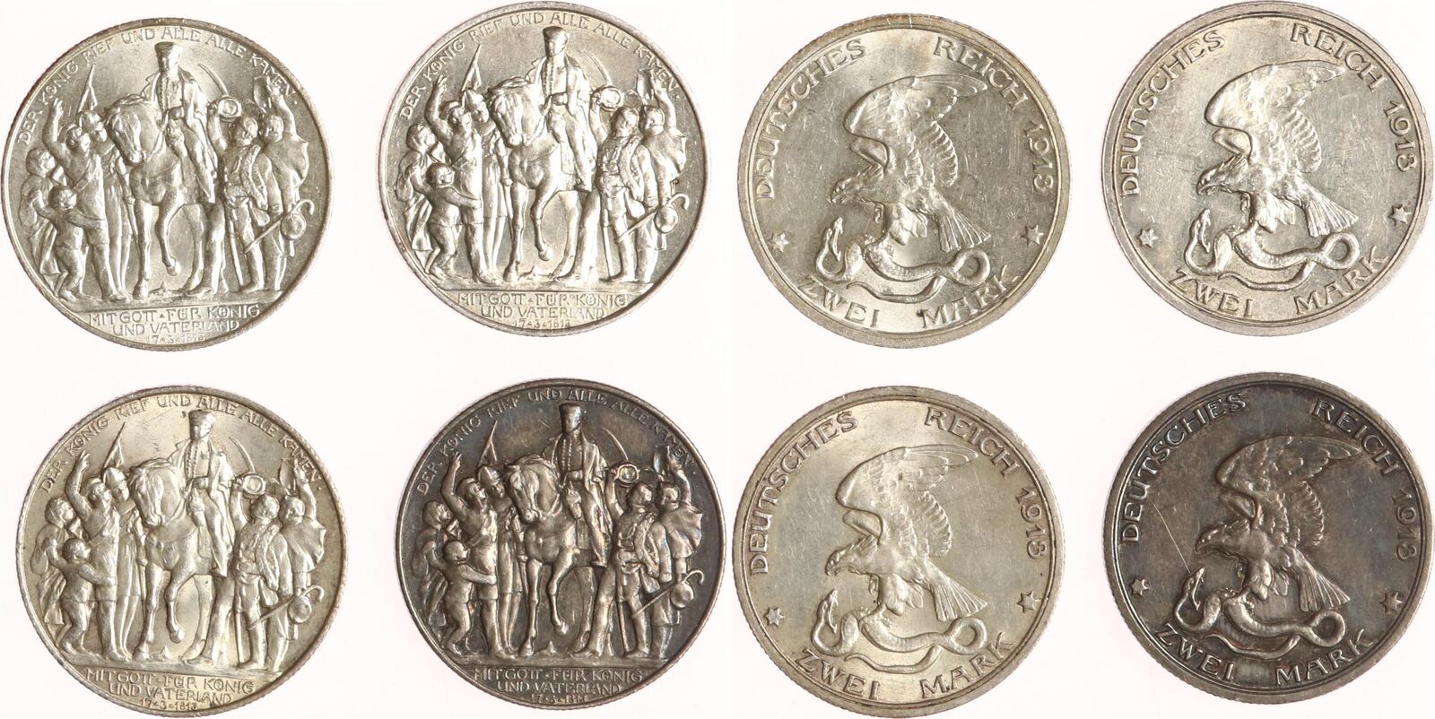 Preussen 4 x 2 Mark 1913 A Wilhelm II 1888 1918 vorzüglich