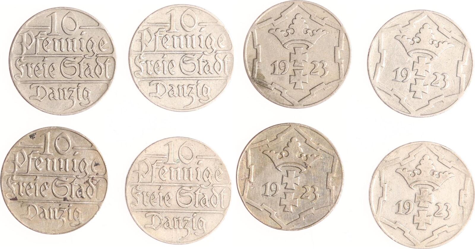 Danzig 4 x 10 Pfennig 1923 A meist sehr schön MA Shops